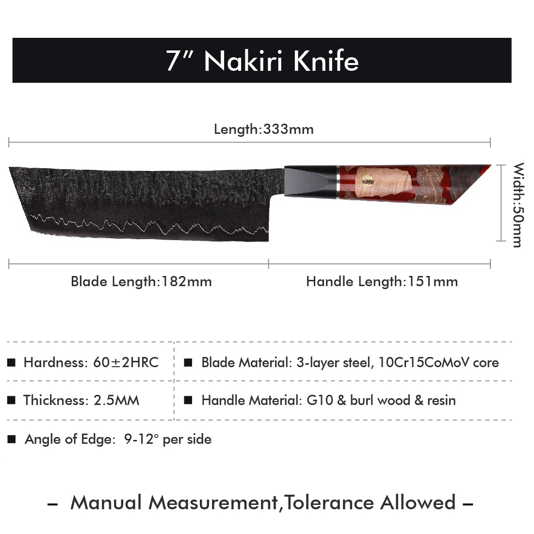 Damaaskuse kööginuga EN-37394 - Kiritsuke / Punane / Pruun
