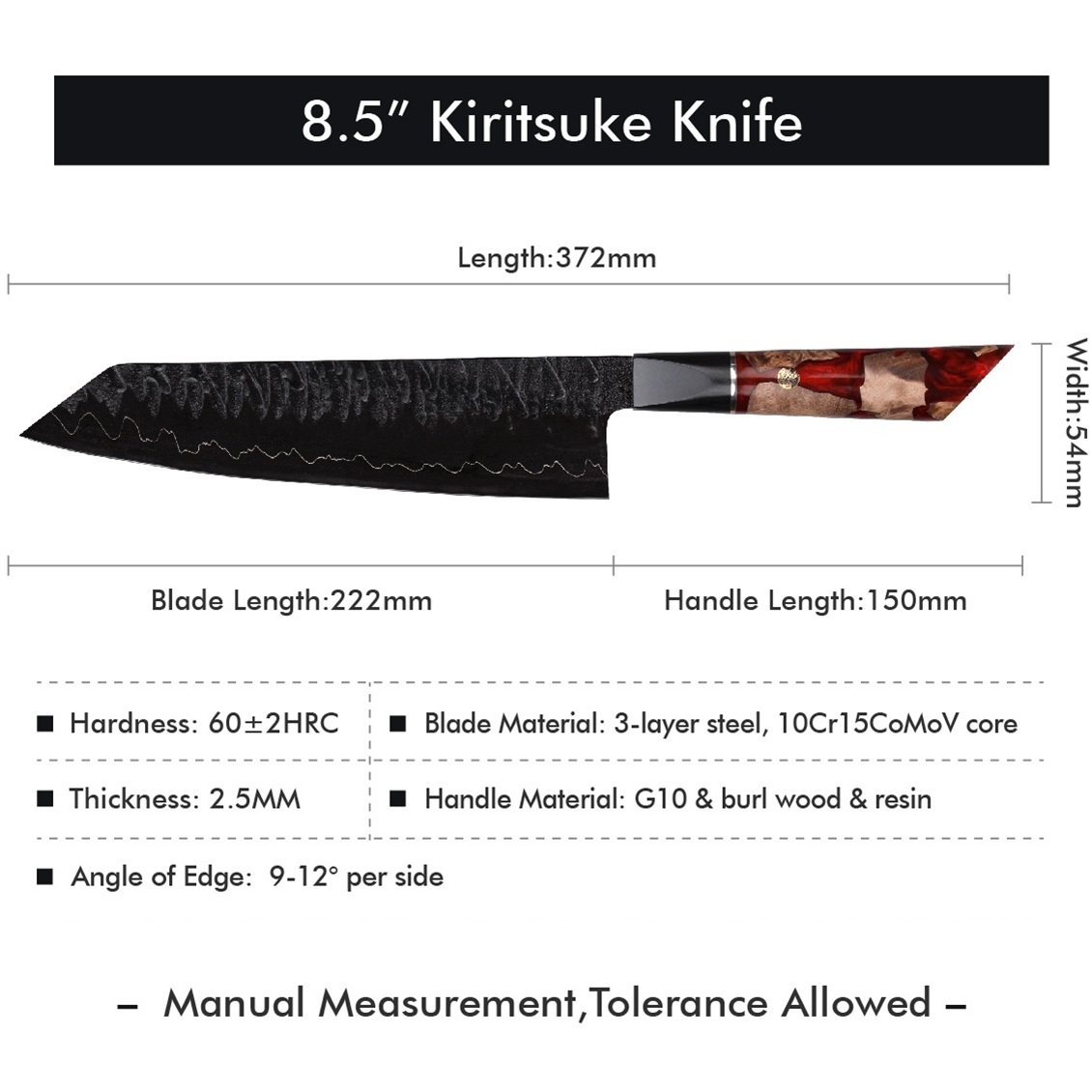 Damaaskuse kööginuga EN-37394 - Kiritsuke / Punane / Pruun