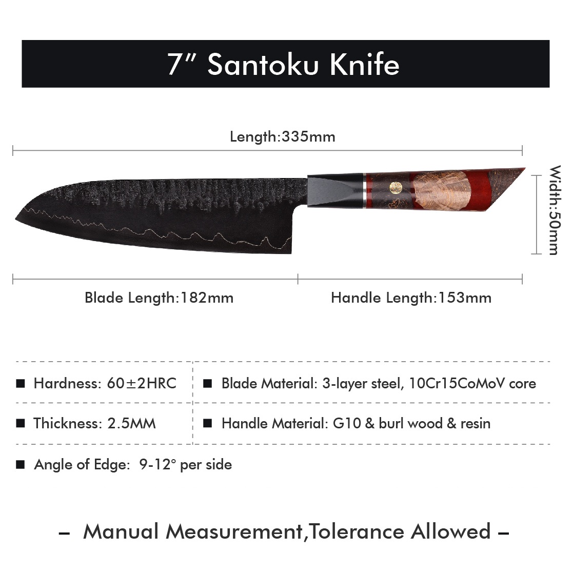 Damaaskuse kööginuga EN-37394 - Kiritsuke / Punane / Pruun