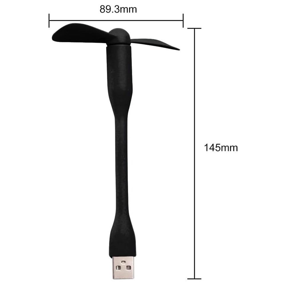 Mini USB-ventilaator (TUF1) - 5V - Must